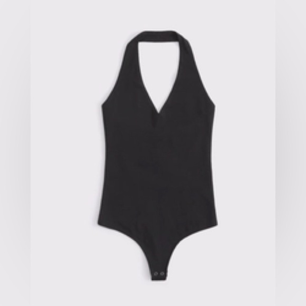 Abercrombie and Fitch Seamless Fabric Halter Bodysuit in black